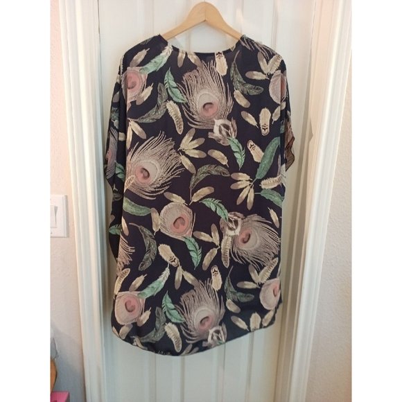 Women's I ❤️ Joah Boho Feather Print Lightweight Cardigan Small - Picture 6 of 7